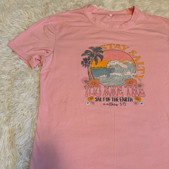 Christian T-shirt Pink Graphic Tee Cute Pink T-shirt Inspirational T-shirt - Picture 3 of 6